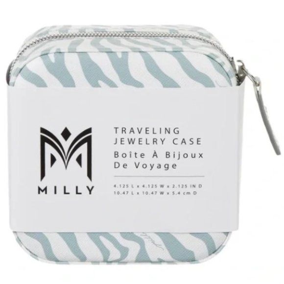 Milly Traveling Jewelry Case Blue & White Zebra Print NWT - Picture 14 of 14